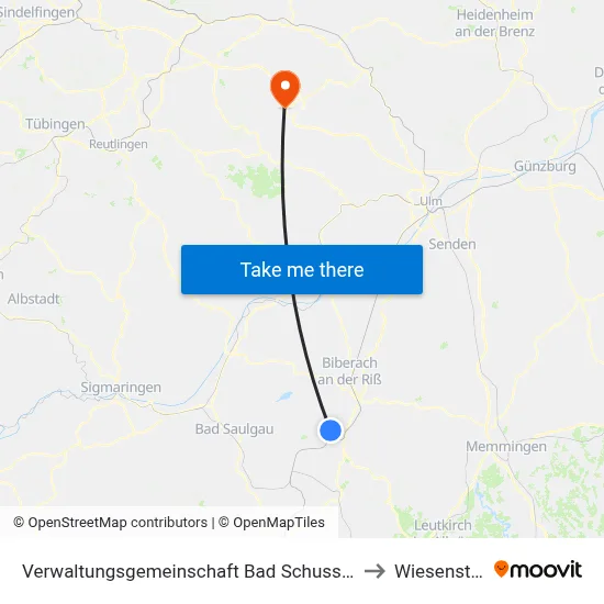 Verwaltungsgemeinschaft Bad Schussenried to Wiesensteig map