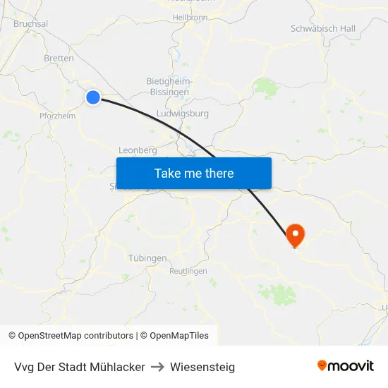 Vvg Der Stadt Mühlacker to Wiesensteig map