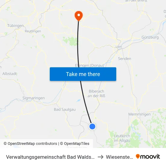 Verwaltungsgemeinschaft Bad Waldsee to Wiesensteig map