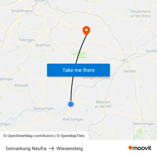 Gemarkung Neufra to Wiesensteig map
