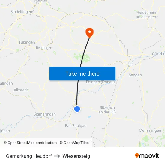 Gemarkung Heudorf to Wiesensteig map