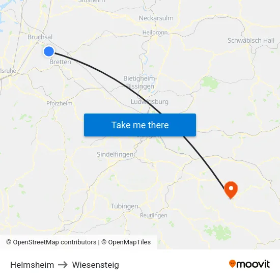 Helmsheim to Wiesensteig map