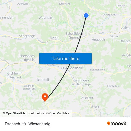 Eschach to Wiesensteig map