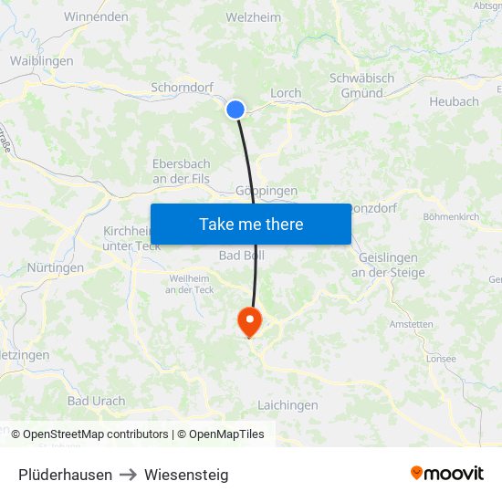 Plüderhausen to Wiesensteig map