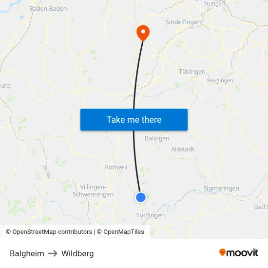 Balgheim to Wildberg map
