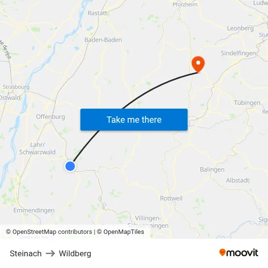 Steinach to Wildberg map