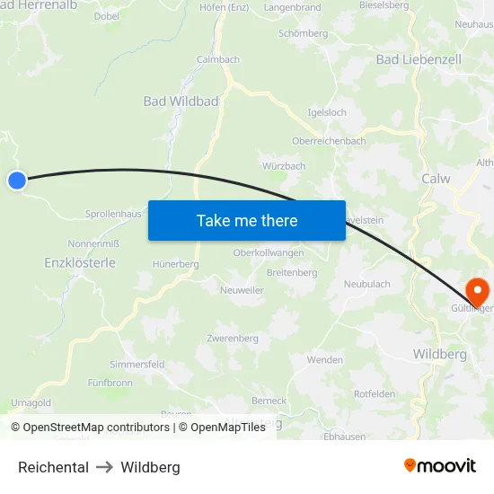 Reichental to Wildberg map