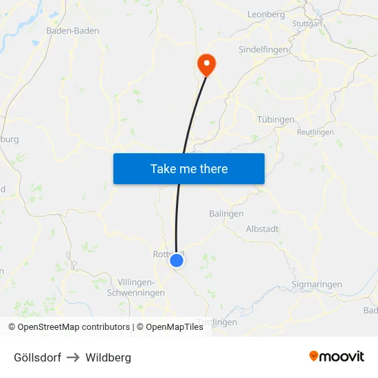 Göllsdorf to Wildberg map