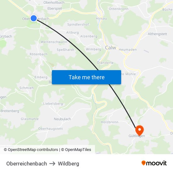 Oberreichenbach to Wildberg map