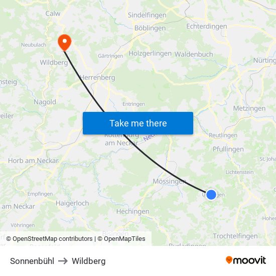 Sonnenbühl to Wildberg map