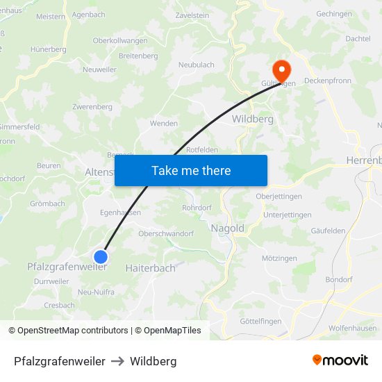 Pfalzgrafenweiler to Wildberg map