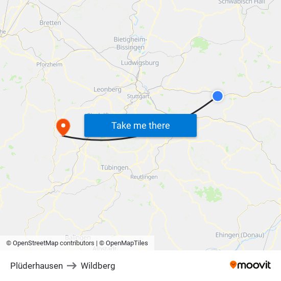 Plüderhausen to Wildberg map