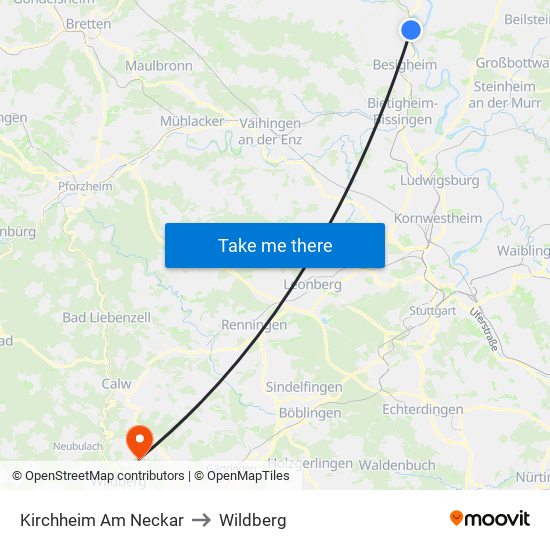 Kirchheim Am Neckar to Wildberg map