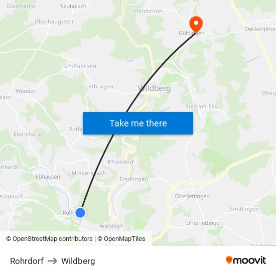 Rohrdorf to Wildberg map