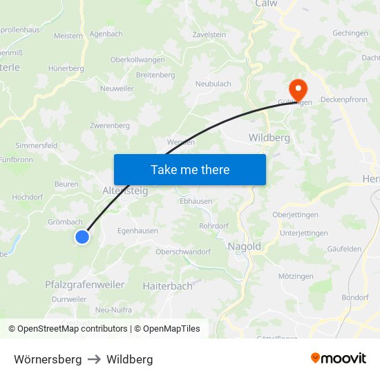 Wörnersberg to Wildberg map