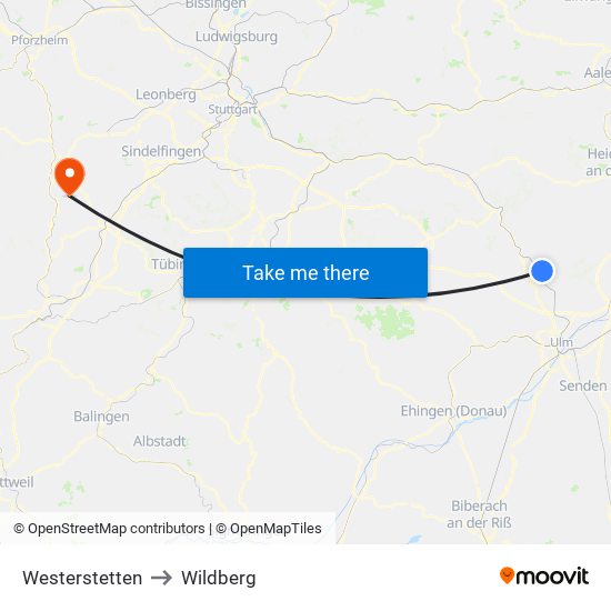 Westerstetten to Wildberg map