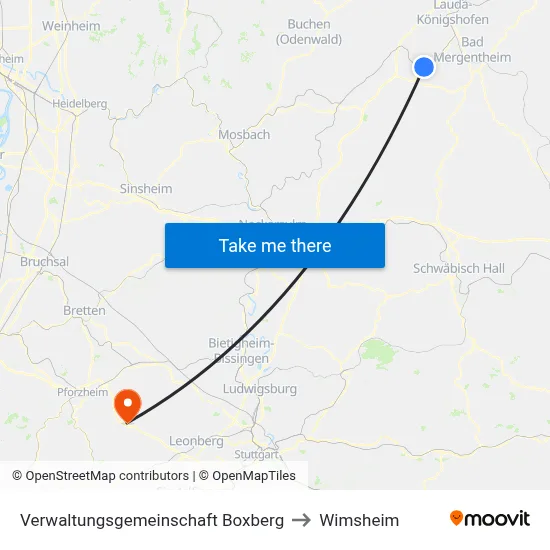 Verwaltungsgemeinschaft Boxberg to Wimsheim map