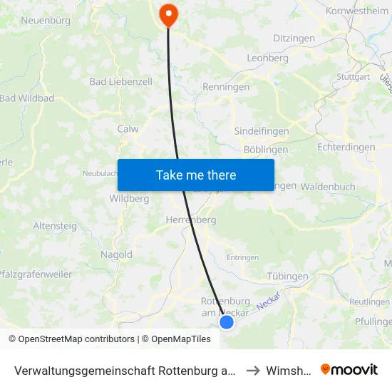 Verwaltungsgemeinschaft Rottenburg am Neckar to Wimsheim map