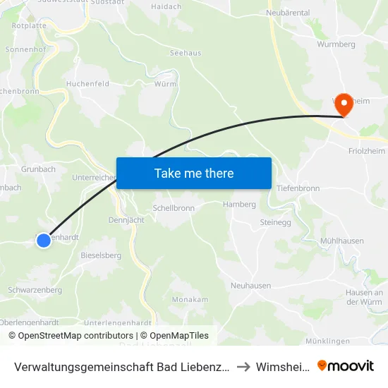 Verwaltungsgemeinschaft Bad Liebenzell to Wimsheim map