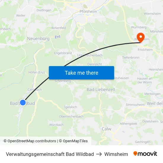 Verwaltungsgemeinschaft Bad Wildbad to Wimsheim map