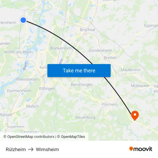 Rülzheim to Wimsheim map