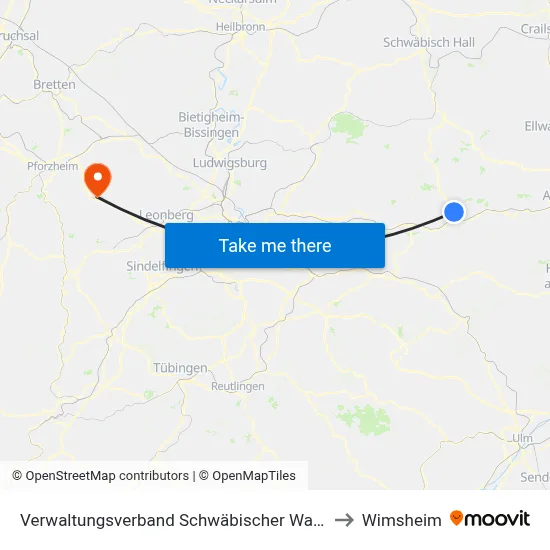 Verwaltungsverband Schwäbischer Wald to Wimsheim map