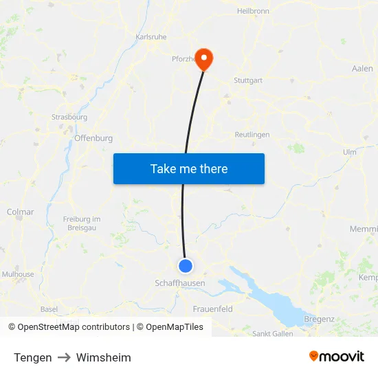 Tengen to Wimsheim map