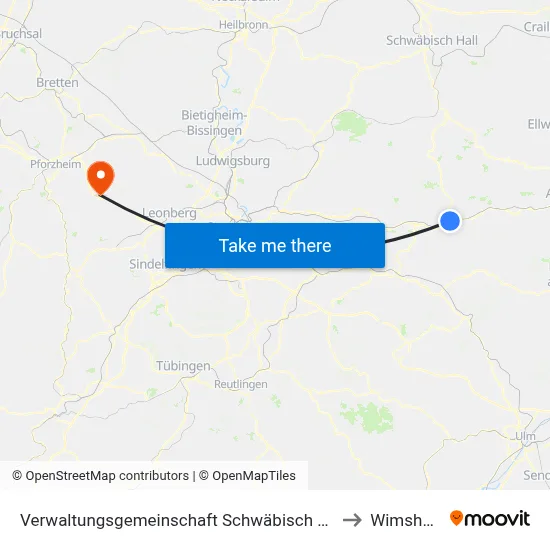 Verwaltungsgemeinschaft Schwäbisch Gmünd to Wimsheim map