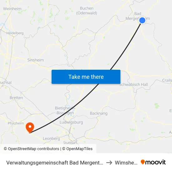Verwaltungsgemeinschaft Bad Mergentheim to Wimsheim map