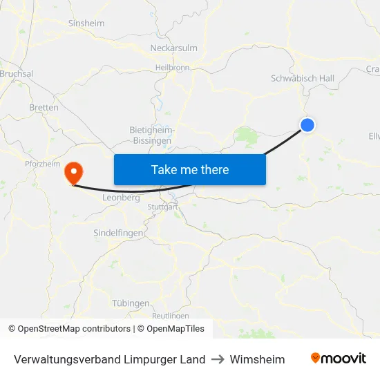 Verwaltungsverband Limpurger Land to Wimsheim map