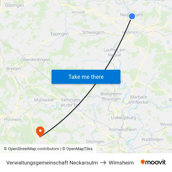Verwaltungsgemeinschaft Neckarsulm to Wimsheim map