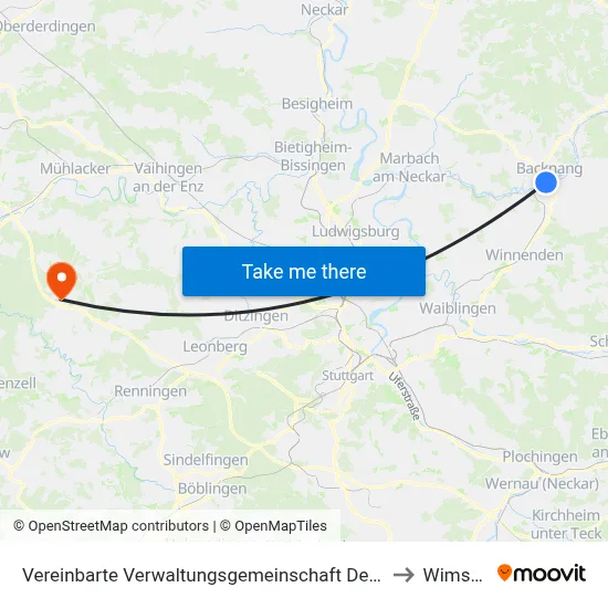 Vereinbarte Verwaltungsgemeinschaft Der Stadt Backnang to Wimsheim map
