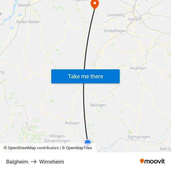 Balgheim to Wimsheim map