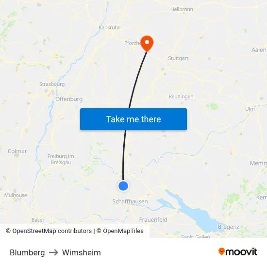 Blumberg to Wimsheim map