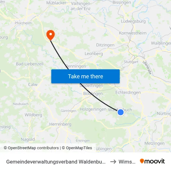 Gemeindeverwaltungsverband Waldenbuch/Steinenbronn to Wimsheim map