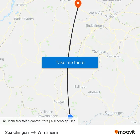 Spaichingen to Wimsheim map