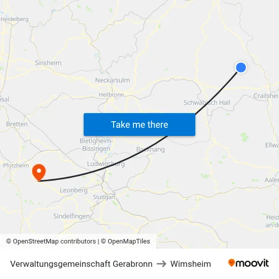 Verwaltungsgemeinschaft Gerabronn to Wimsheim map