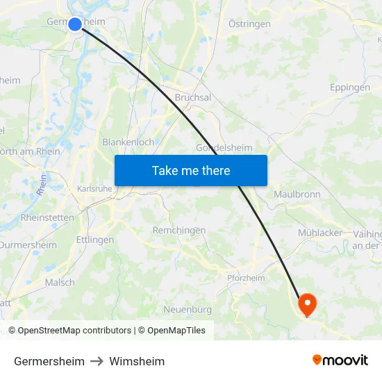 Germersheim to Wimsheim map