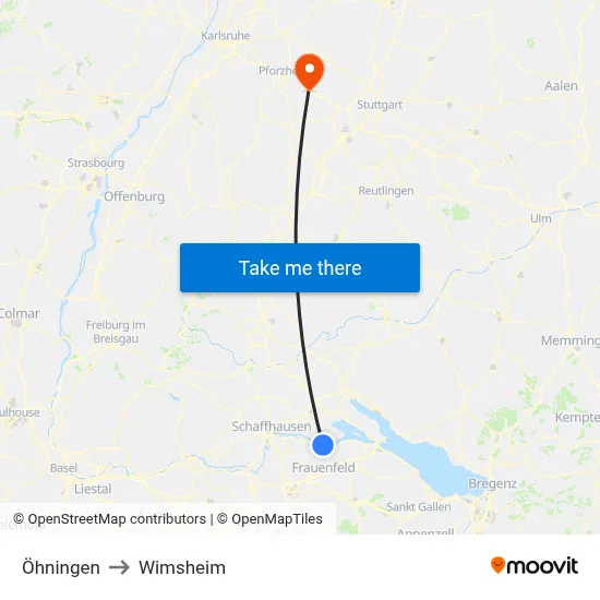 Öhningen to Wimsheim map