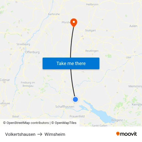 Volkertshausen to Wimsheim map