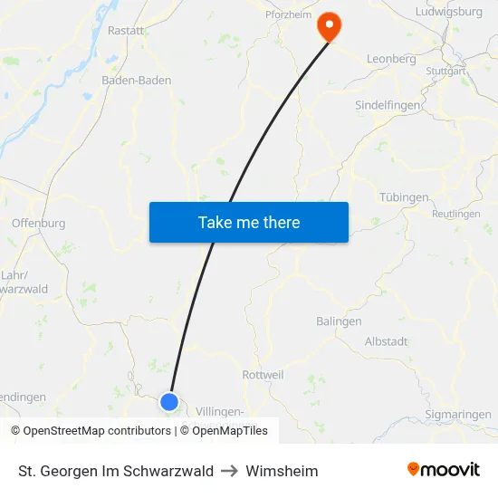 St. Georgen Im Schwarzwald to Wimsheim map