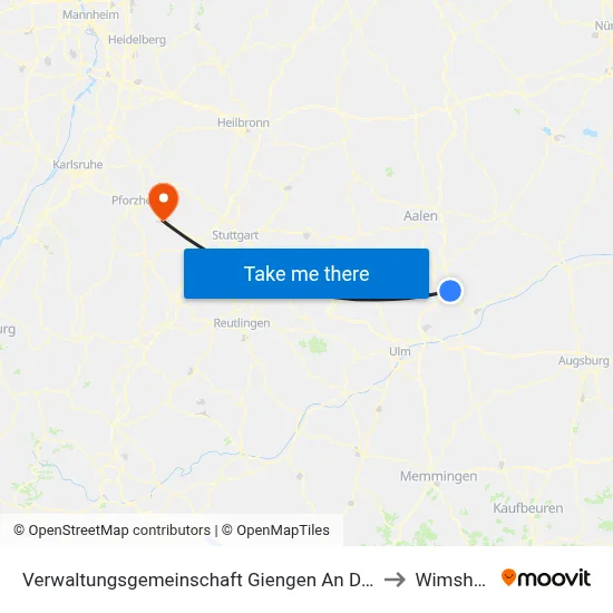 Verwaltungsgemeinschaft Giengen An Der Brenz to Wimsheim map