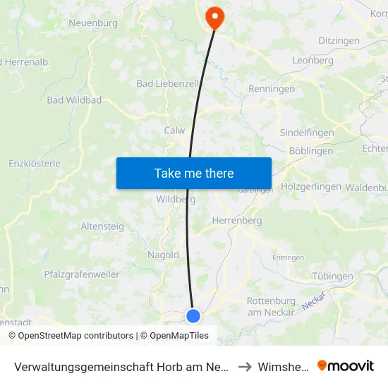 Verwaltungsgemeinschaft Horb am Neckar to Wimsheim map