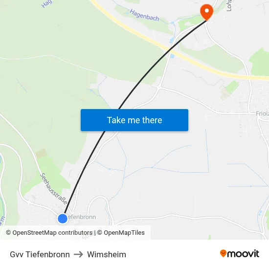 Gvv Tiefenbronn to Wimsheim map