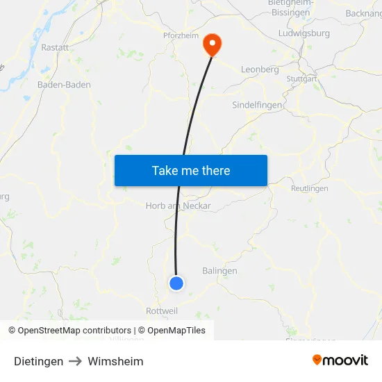 Dietingen to Wimsheim map