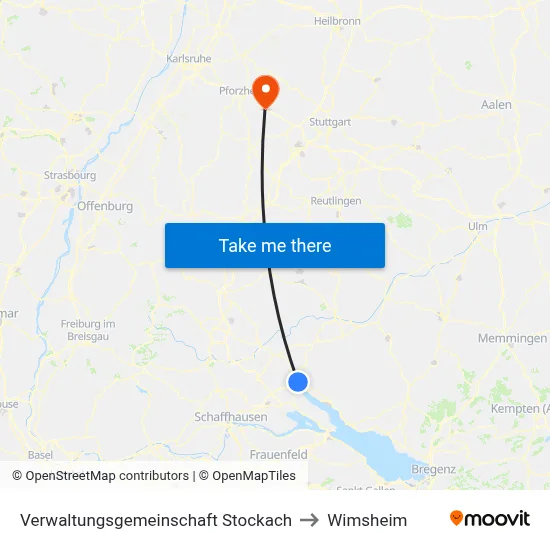 Verwaltungsgemeinschaft Stockach to Wimsheim map