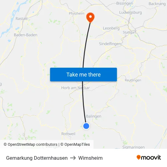 Gemarkung Dotternhausen to Wimsheim map