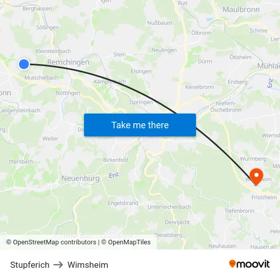 Stupferich to Wimsheim map