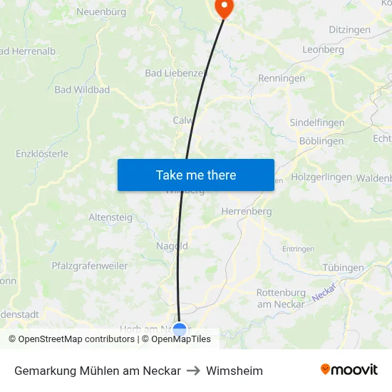 Gemarkung Mühlen am Neckar to Wimsheim map