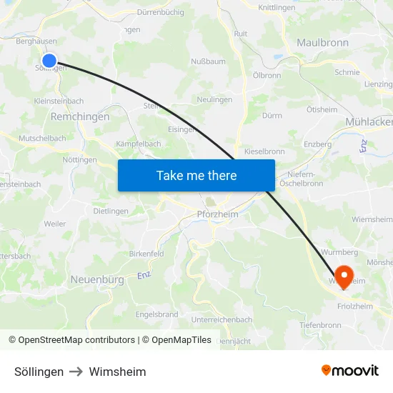 Söllingen to Wimsheim map